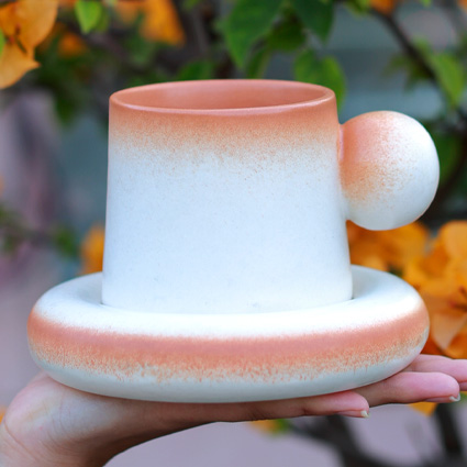 SUNSET GLOW OMBRE CERAMIC CUP AND SAUCER