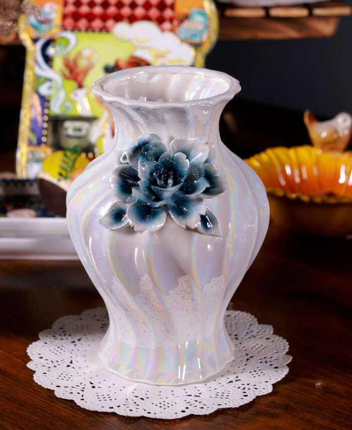 3D rose ceramic vase