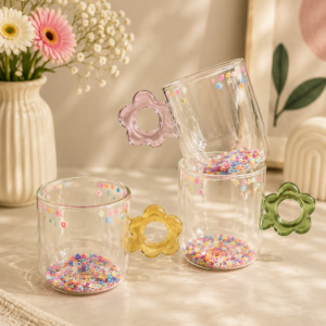 Flower Double Wall Glass Mug.